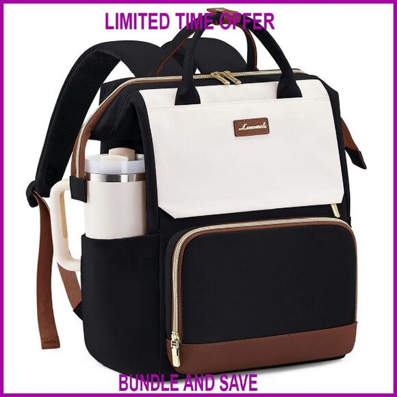 Handbags - 15.6 Inch Laptop Backpack with Tumbler Holder, Waterproof Travel Bag for Work